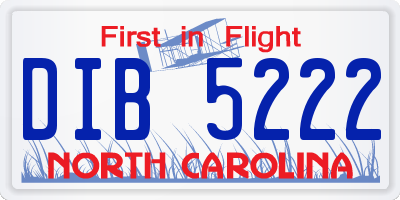 NC license plate DIB5222