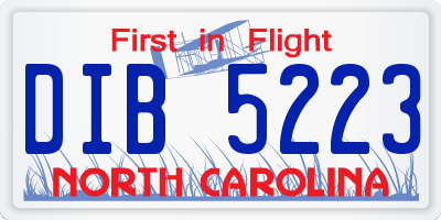 NC license plate DIB5223