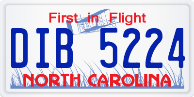 NC license plate DIB5224
