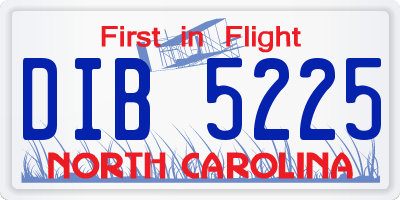 NC license plate DIB5225