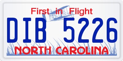 NC license plate DIB5226