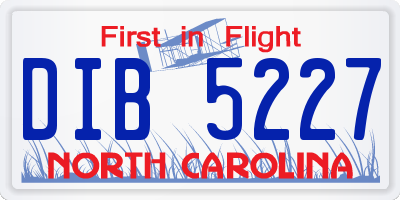 NC license plate DIB5227