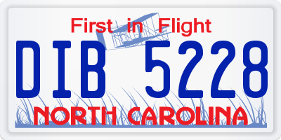 NC license plate DIB5228
