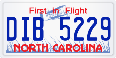 NC license plate DIB5229