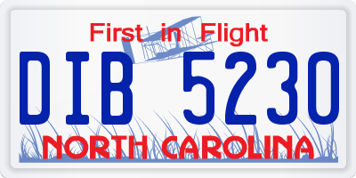 NC license plate DIB5230