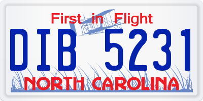 NC license plate DIB5231