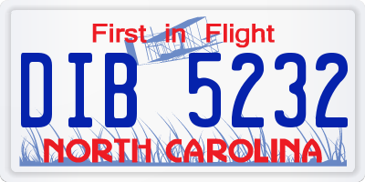NC license plate DIB5232