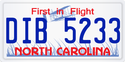 NC license plate DIB5233