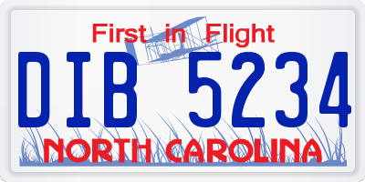 NC license plate DIB5234