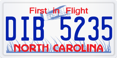 NC license plate DIB5235