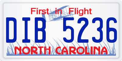 NC license plate DIB5236