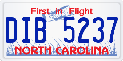 NC license plate DIB5237
