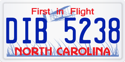 NC license plate DIB5238