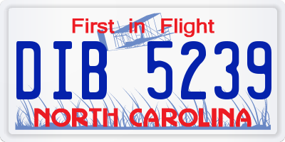 NC license plate DIB5239