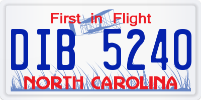 NC license plate DIB5240