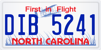 NC license plate DIB5241