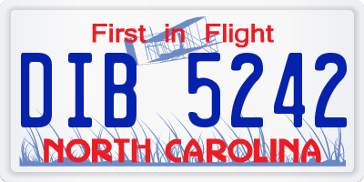 NC license plate DIB5242