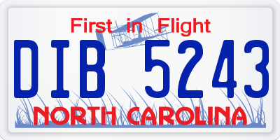 NC license plate DIB5243