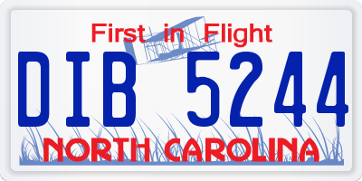 NC license plate DIB5244