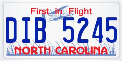 NC license plate DIB5245