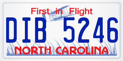 NC license plate DIB5246