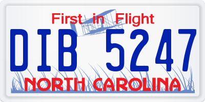 NC license plate DIB5247