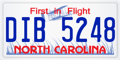 NC license plate DIB5248
