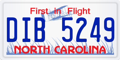 NC license plate DIB5249