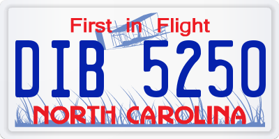 NC license plate DIB5250