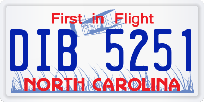 NC license plate DIB5251