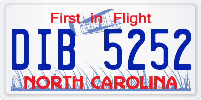 NC license plate DIB5252