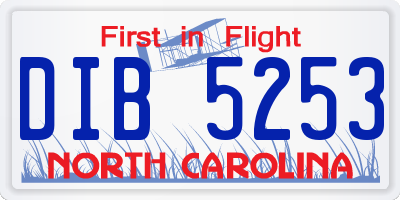 NC license plate DIB5253