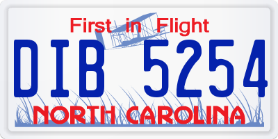 NC license plate DIB5254