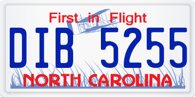 NC license plate DIB5255