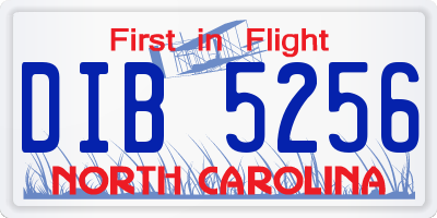 NC license plate DIB5256