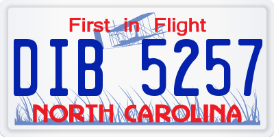 NC license plate DIB5257