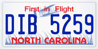 NC license plate DIB5259