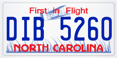 NC license plate DIB5260