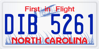 NC license plate DIB5261