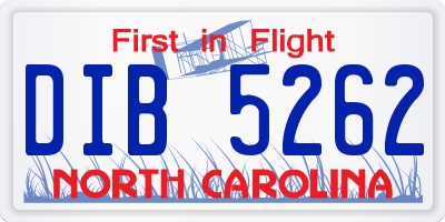 NC license plate DIB5262