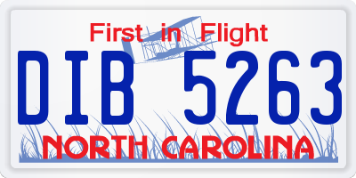 NC license plate DIB5263