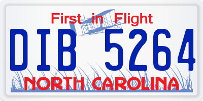 NC license plate DIB5264