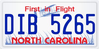 NC license plate DIB5265