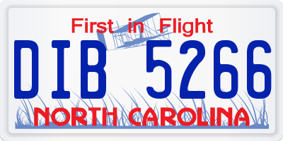 NC license plate DIB5266