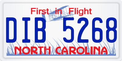 NC license plate DIB5268