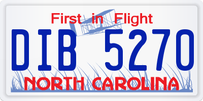 NC license plate DIB5270