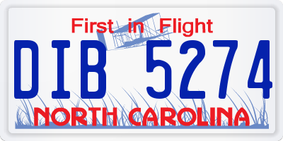 NC license plate DIB5274