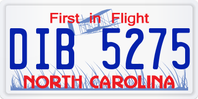 NC license plate DIB5275