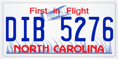 NC license plate DIB5276