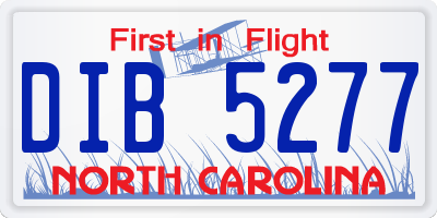 NC license plate DIB5277